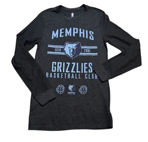 💙 Memphis Grizzlies NBA Long Sleeve Tee‎ 🏀 Dark Gray Blue Size Small ✨ thumbnail 1