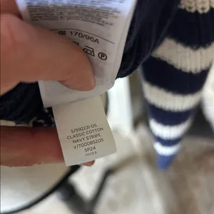 Gap shaker stitch Classic cotton navy white stripe nautical cardigan sweater M thumbnail 12