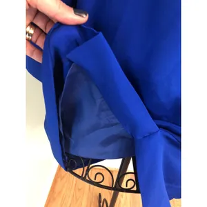 Silk Dress Morton Myles Electric Blue‎ V Neck Sequin Lined sz 12 Long Sleeve thumbnail 4