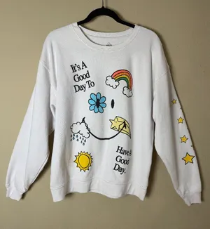 Smiley Originals It's A Good Day Whimsy Graphic Crew Neck Sweatshirt Size Medium thumbnail 1