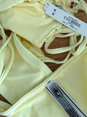 Frankie's Bikinis Pale Yellow Triangle Bikini thumbnail 3