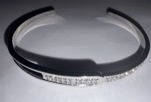 Silver Crystal Accent Cuff Bracelet thumbnail 1