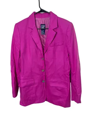 GAP Women's Hot Pink Wool‎ Blend Blazer Classic Button Career Jacket Size M thumbnail 1