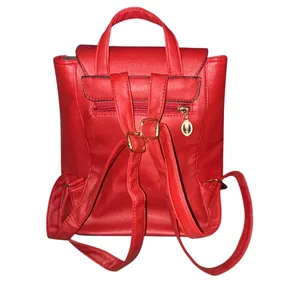 Red faux leather backpack bag thumbnail 4