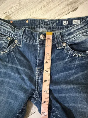 Miss Me Blue Embellished Fleur-de-Lis Bootcut Jeans Size 28 thumbnail 11