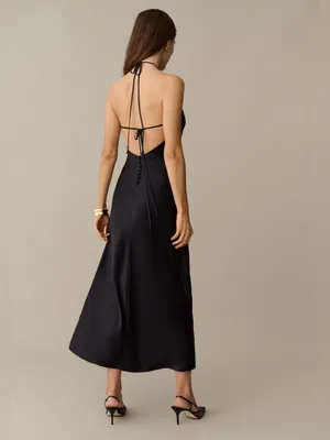 NWT Few Moda Vida Silk Dress size Small S Black halter Reformation Jenna kourt thumbnail 6