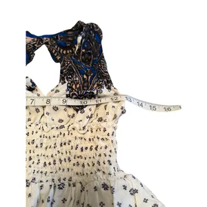 Free People Star Print Studded Dress Baby Doll Empire Waist Open Back Plunge XS thumbnail 12