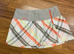 Nike Golf Sport‎ Skort Women's Size 12 Orange Olive Green Plaid Athletic Skirt thumbnail 1