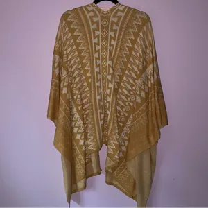 Charming Charlie Knit Ruana Boho Aztec Print Open Front Cardigan Shawl thumbnail 6