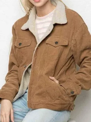 John Galt Corduroy Sherpa Trucker Jacket Western Y2K Brown NWOT thumbnail 1