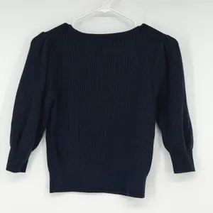 Abercrombie & Fitch XS Navy Blue Ribbed Knit Scoop Neck Puff Sleeve Sweater Y2K thumbnail 2
