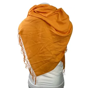 Pashmina Orange Coral Silk Cashmere Fringe Tassel Wrap Shawl Neck Scarf Size OS thumbnail 3