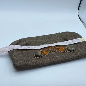 Chico’s tweed embellished gold black clutch thumbnail 7