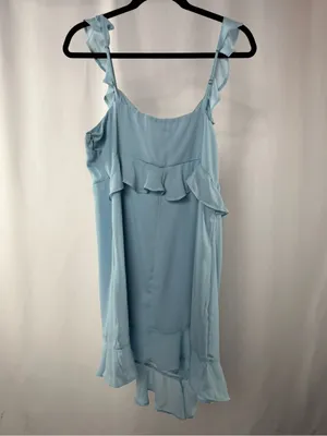 NWT Abercrombie & Fitch Asymmetrical Ruffle‎ Mini Dress in Light Blue Size Large thumbnail 6