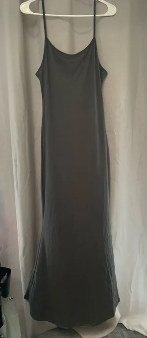 Charcoal Gray Spaghetti Strap Maxi Slip Dress XL thumbnail 1