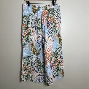 Tahari 100 Linen Wide Leg Palm‎ Resortwear Beach Vacation Summer High Waist XL thumbnail 5