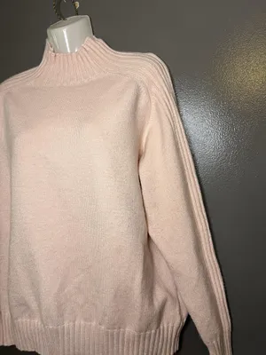 LESUMES Sweater Womens Large Pink Mock Neck Raglan Knit Pullover Cozy Soft thumbnail 4