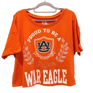 E5‎ College Classics Cropped T-Shirt Orange Auburn War Eagle Women Medium NWT thumbnail 2