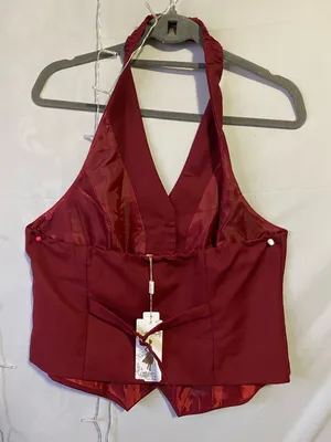 Burgundy Halter Vest Top Red Size XL thumbnail 2