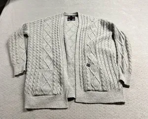 Superdry Grey Chunky Cable Knit Oversized Open Cardigan Size 4 EUC thumbnail 1
