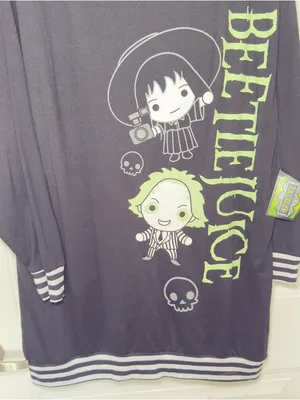 Beetlejuice Medium‎ Nostalgia Lounge Sleep Shirt Whimsical Goth Soft Grunge thumbnail 7