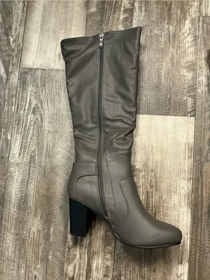 Journee Collection Tall Gray Knee-High Block Heel Boot Size 9 thumbnail 8