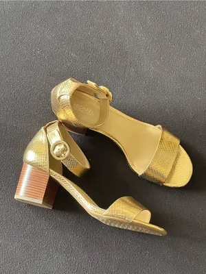 Michael Kors Lena Flex Mid Embossed Metallic Leather Sandals – Like New! thumbnail 2