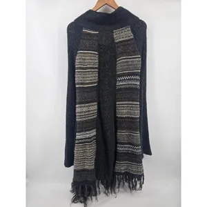Free People Cardigan Womens M Wool Blend High Low Fringe Toggle Gray‎ EUC thumbnail 4