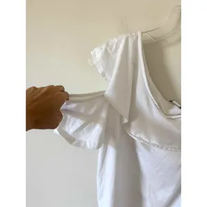 J. Crew Y2K Ruffle Cold Shoulder Tank Top White Size Cream thumbnail 3