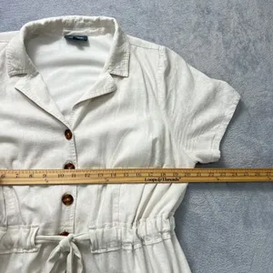 ModCloth Linen Blend Shirt Dress 1X Coastal Soft‎ Girl Minimalist Beige Pockets thumbnail 9