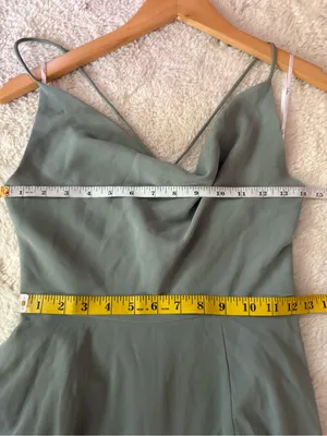 Lulus Romantically Speaking Sage Green Cowl Lace-Up Maxi Dress Size Small Formal thumbnail 8