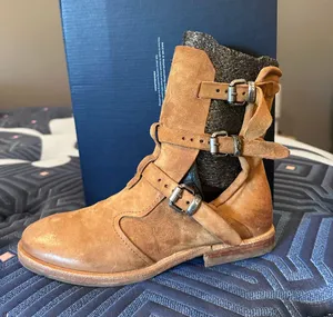 Tan, Suede Zarek Moto Boot, Size 37 thumbnail 1