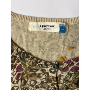 Anthropologie Sparrow Purrfect Posy Cardigan M Leopard Floral Ribbon Wool thumbnail 7