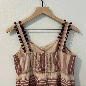 Indya Earthen Striped‎ Cotton Button Down Maxi Dress Boho NWT Size M Red Size M thumbnail 6