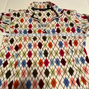 Lands' End Womens Multicolor Argyle Fleece‎ Quarter Zip Pullover Size Small thumbnail 7