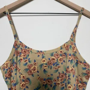 VTG 90s y2k No Boundaries Women Indie Grunge Mini‎ Skater Dress Large Tan Floral thumbnail 3