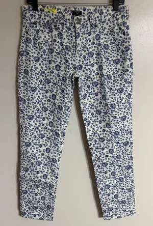 J.Crew Factory Toothpick Ankle Jeans 28 Blue White Floral Super Skinny 82835‎ thumbnail 1