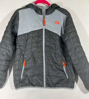 The North Face Reversible Primaloft Quilted Jacket Sz S‎ Gray W/Orange Accents thumbnail 1