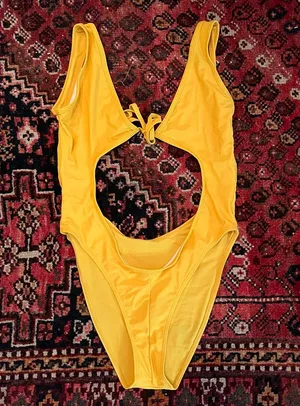 Yellow monokini one piece swimsuit thumbnail 1