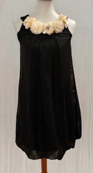 Target Black Floral Rosette Neckline Chiffon Shift Mini Dress XL JRs thumbnail 1