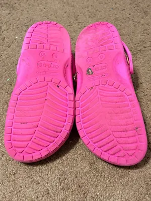 Unisex Crocs Classic Hot Pink Clogs with Bling Jibbitz Size 10 Womens 8 Mens thumbnail 3