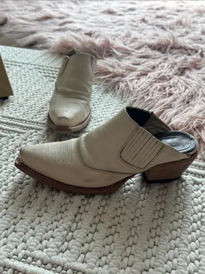 Freebird by Steven Cream Leather Western Slip-On Mules thumbnail 2