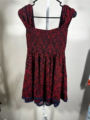 N91. Free People Red and Black Floral Mini Dress thumbnail 5
