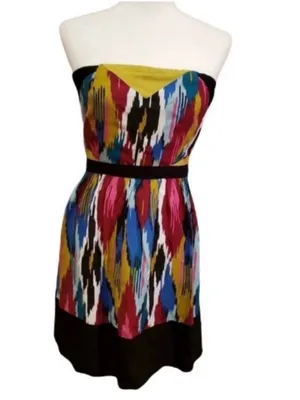 VTG Y2K Urban Outfitters Silence + Noise Tribal Print Ikat Strapless Dress thumbnail 2