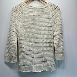 Vintage Y2K GAP Cardigan Sweater Cotton Wool Angora Loose Knit Cream Cottagecore thumbnail 7