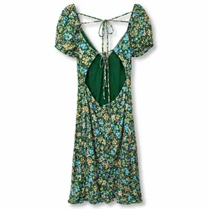 NEW Lulus Meadow Muse Green Floral Tie-Back Puff Sleeve Cottagecore Midi Dress thumbnail 8