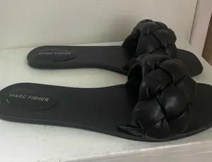 Marc Fisher Black Woven Slide Sandals thumbnail 1