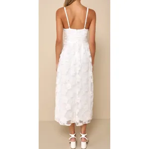 NWOT Lulus Medium‎ Delightful Charisma White Embroidered Sequin Mesh Midi Dress thumbnail 2