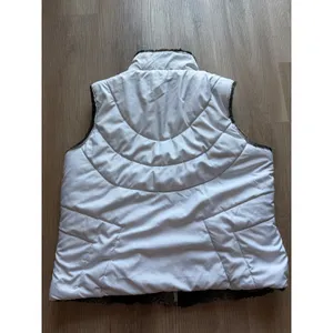 Reversible Faux Fur Puffer Vest Grey White Quilted Full Zip Sleeveless Jacket thumbnail 10