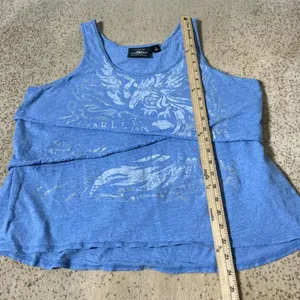 Harley Davidson Womens Blue Graphic Tiered Tank Top XL Eagle Metallic Distressed thumbnail 5